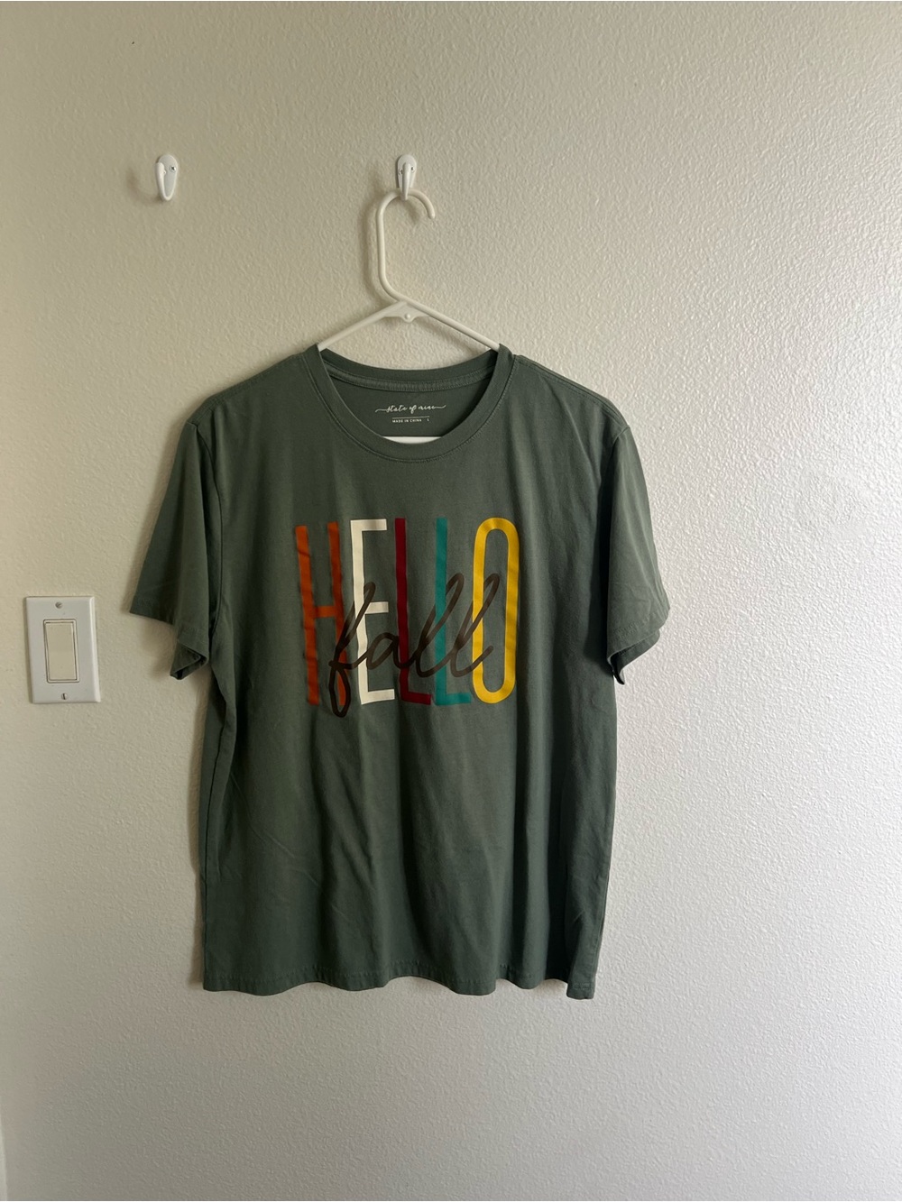 Hello Fall Graphic Tee - Olive Green
